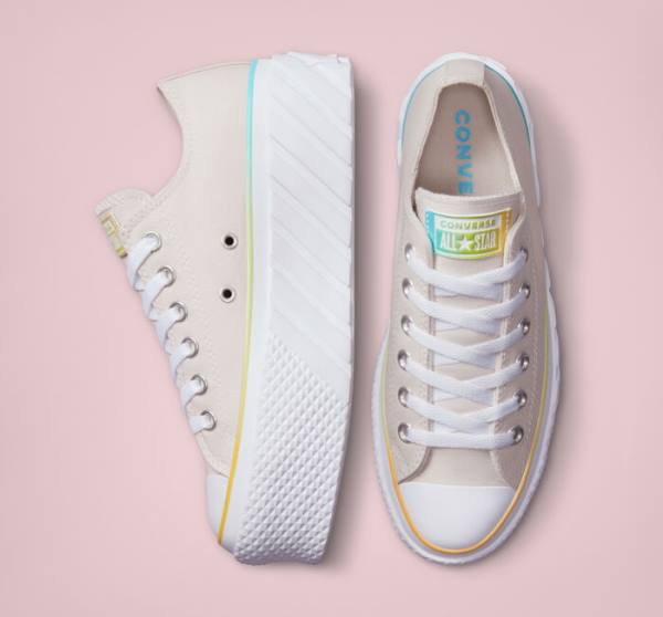 Tenisi Low Top Converse Chuck Taylor All Star 2X Lift Platforma Gradient Albi Albastri | CV-708JIY