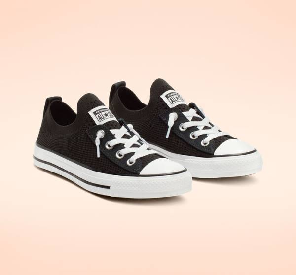 Tenisi Low Top Converse Chuck Taylor All Star Shoreline Knit Slip Negrii Albi | CV-743WUN