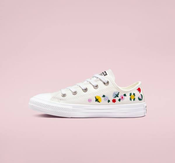 Tenisi Low Top Converse Chuck Taylor All Star Floral Embroidery Albi Albi | CV-807RJH