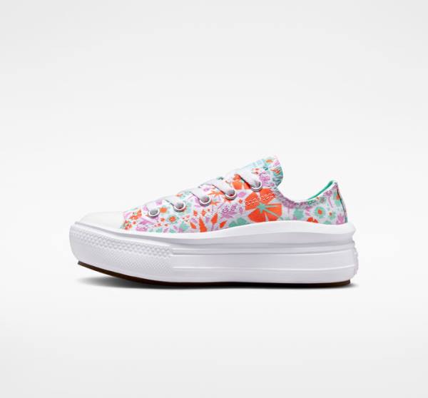 Tenisi Low Top Converse Chuck Taylor All Star Move Platforma Paper Floral Albi Albastru Deschis | CV-923SPN