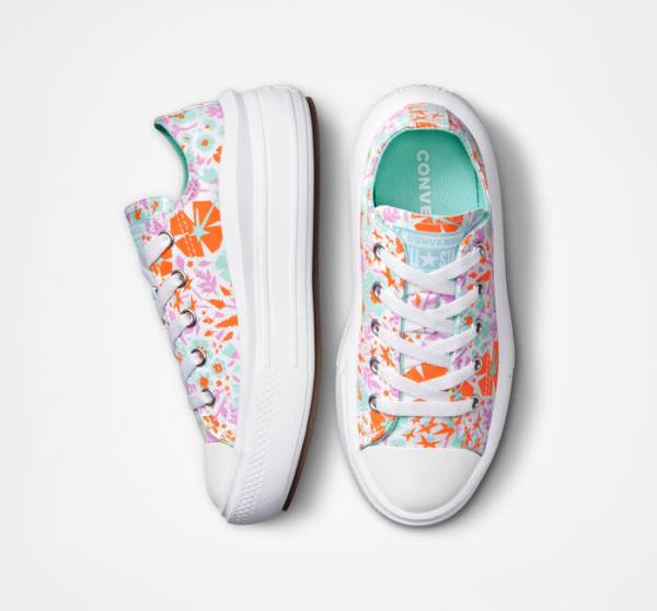 Tenisi Low Top Converse Chuck Taylor All Star Move Platforma Paper Floral Albi Albastru Deschis | CV-923SPN