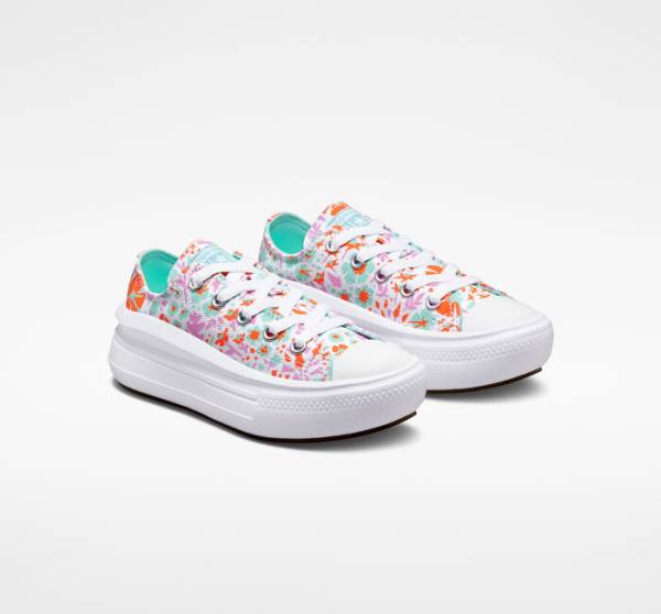 Tenisi Low Top Converse Chuck Taylor All Star Move Platforma Paper Floral Albi Albastru Deschis | CV-923SPN