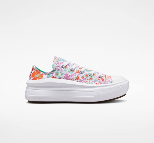 Tenisi Low Top Converse Chuck Taylor All Star Move Platforma Paper Floral Albi Albastru Deschis | CV-923SPN