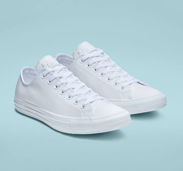 Tenisi Low Top Converse Chuck Taylor All Star Piele All White Albi | CV-934ETL