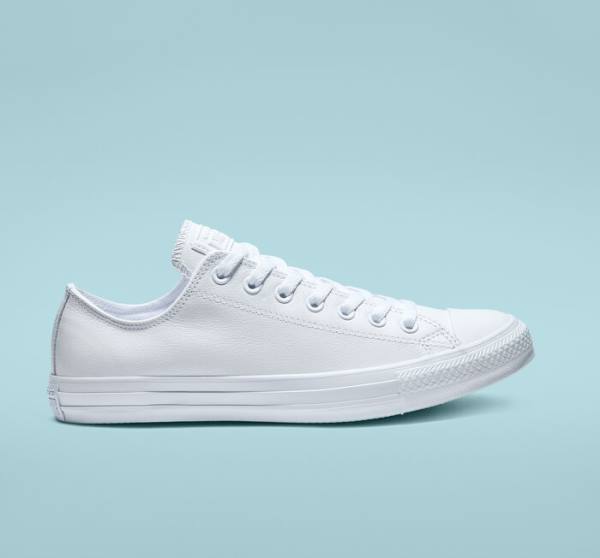 Tenisi Low Top Converse Chuck Taylor All Star Piele All White Albi | CV-934ETL