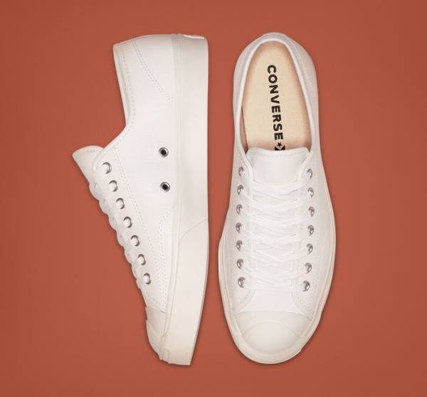 Tenisi Low Top Converse Jack Purcell Piele Albi Albi Albi | CV-146XDO