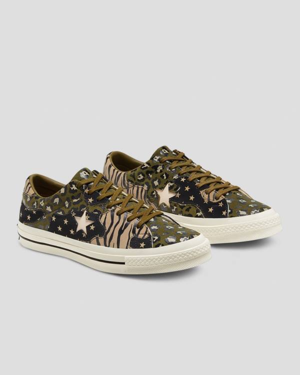 Tenisi Low Top Converse One Star Archive Print Mix Masline Verzi Leopard | CV-172ARJ