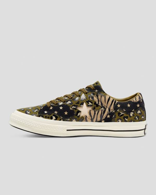 Tenisi Low Top Converse One Star Archive Print Mix Masline Verzi Leopard | CV-172ARJ