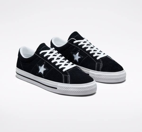 Tenisi Low Top Converse One Star Negrii Albi | CV-215ZAJ