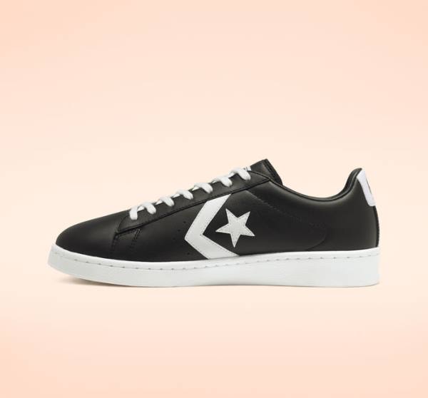 Tenisi Low Top Converse Pro Piele Negrii Albi | CV-486SER