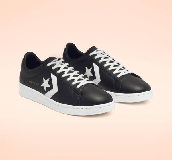 Tenisi Low Top Converse Pro Piele Negrii Albi | CV-486SER