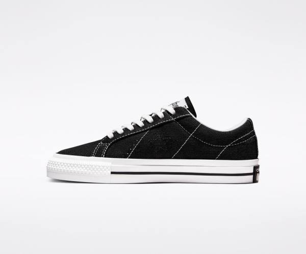 Tenisi Low Top Converse Stussy One Star Negrii Albi | CV-402ILY